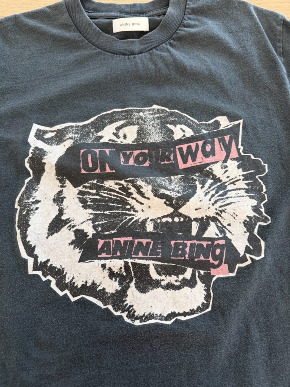 Anine Bing Washed Black Tiger Tee - Picture 2 of 5